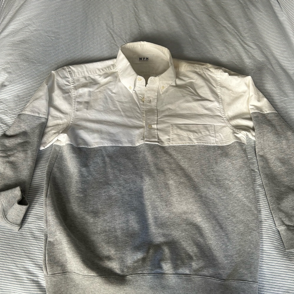 Men's White and Gray Shirt